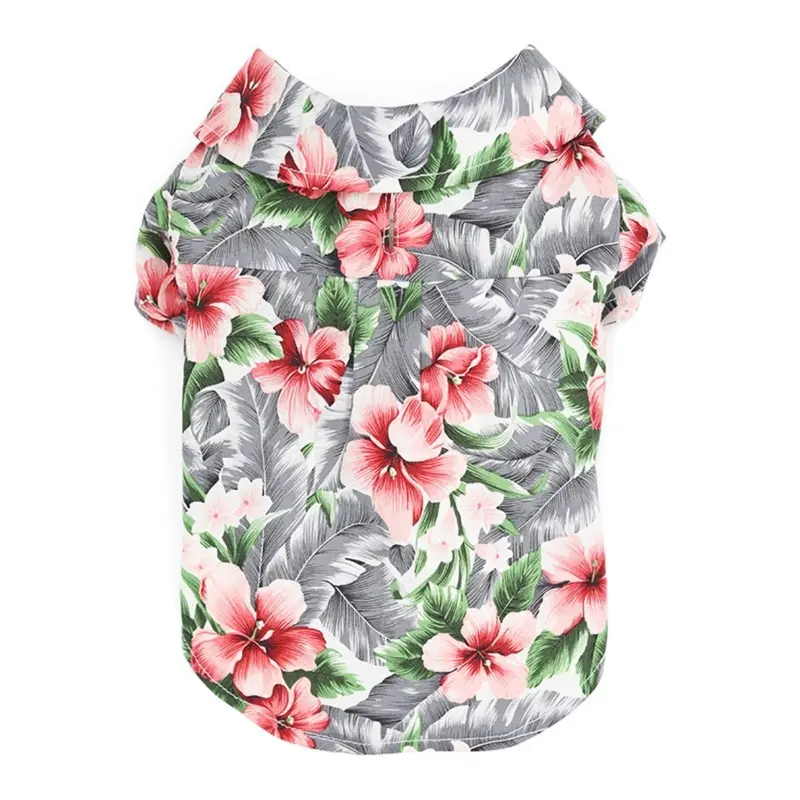 Dogo Tropical Floral Dog Shirt - Gray XX-Small