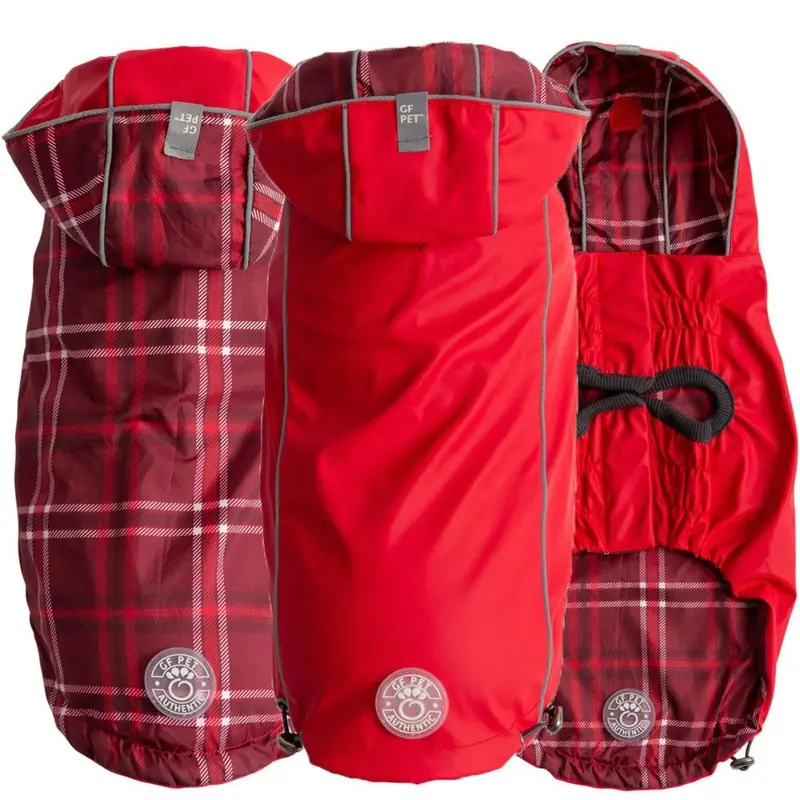 GF Pet Reversible Elasto-Fit Dog Raincoat - Red XX-Small
