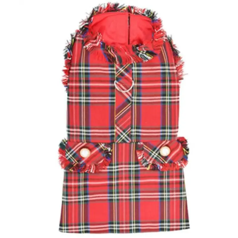 Parisian Pet Red Tartan Fringe Dog Dress Small