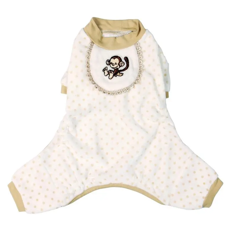 Pooch Outfitters Monkey Design Dog Pajamas - Beige XX-Small