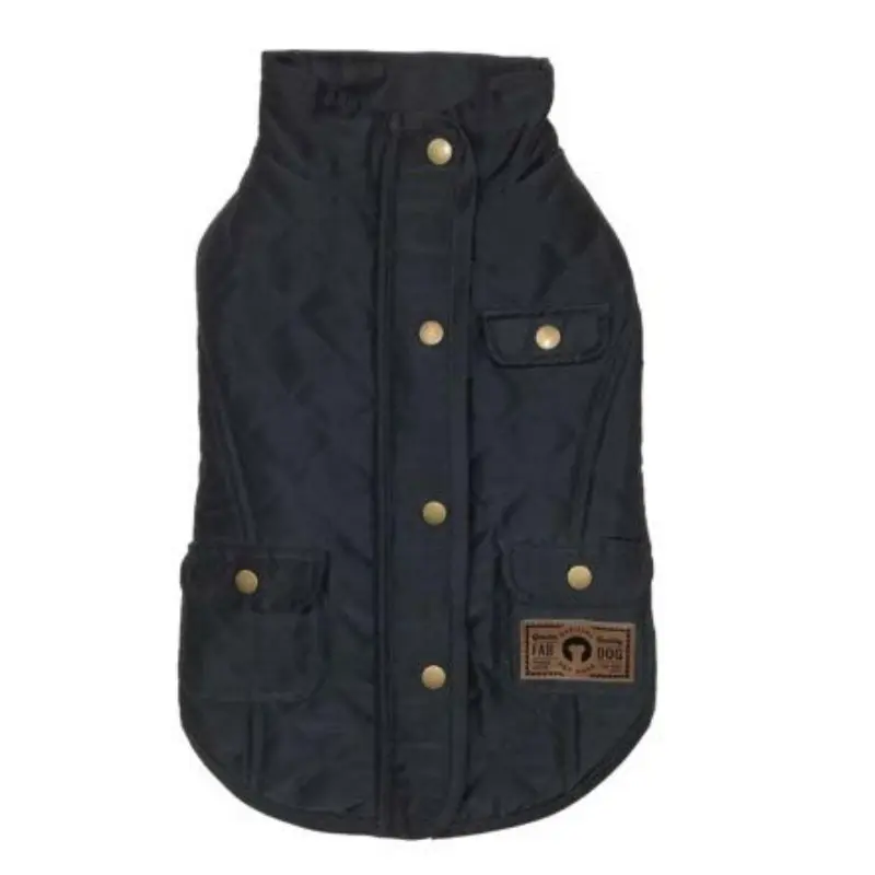 fabdog Quilted Barn Dog Coat - Black Size 24