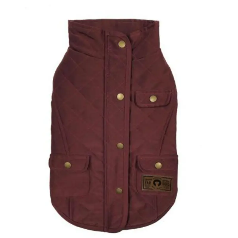 fabdog Quilted Barn Dog Coat - Burgundy Size 24