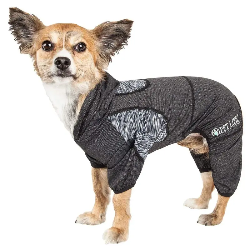 Pet Life ACTIVE Pawsterity Performance Dog Hoodie Jumpsuit - Black X-Small