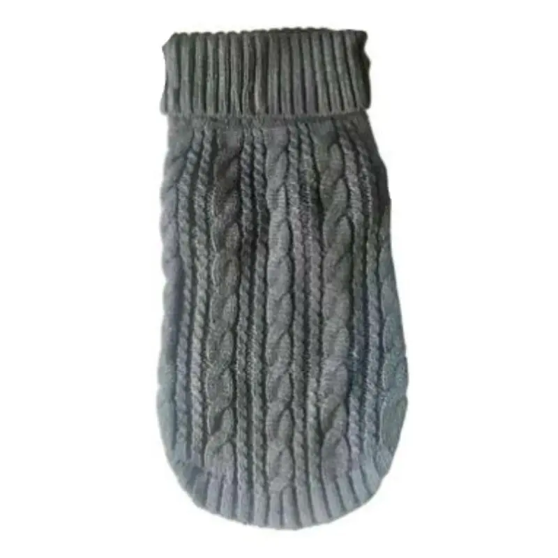 The Dog Squad Scottish Cable Knit Dog Sweater - Charcoal Gray XX-Small