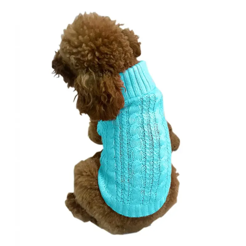 The Dog Squad Scottish Cable Knit Dog Sweater - Light Turquoise XX-Small - Out of Stock!