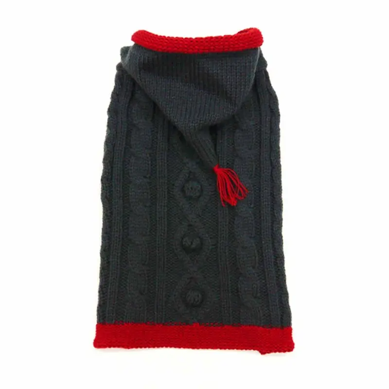 Tidy Cable Hoodie Dog Sweater by Dogo - Charcoal XX-Small