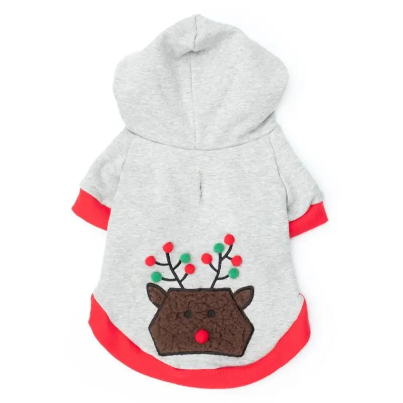 Worthy Dog Pom Pom Reindeer Dog Hoodie X-Small