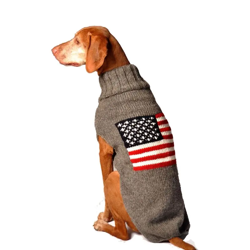 Chilly Dog Handmade American Flag Wool Dog Sweater XX-Small
