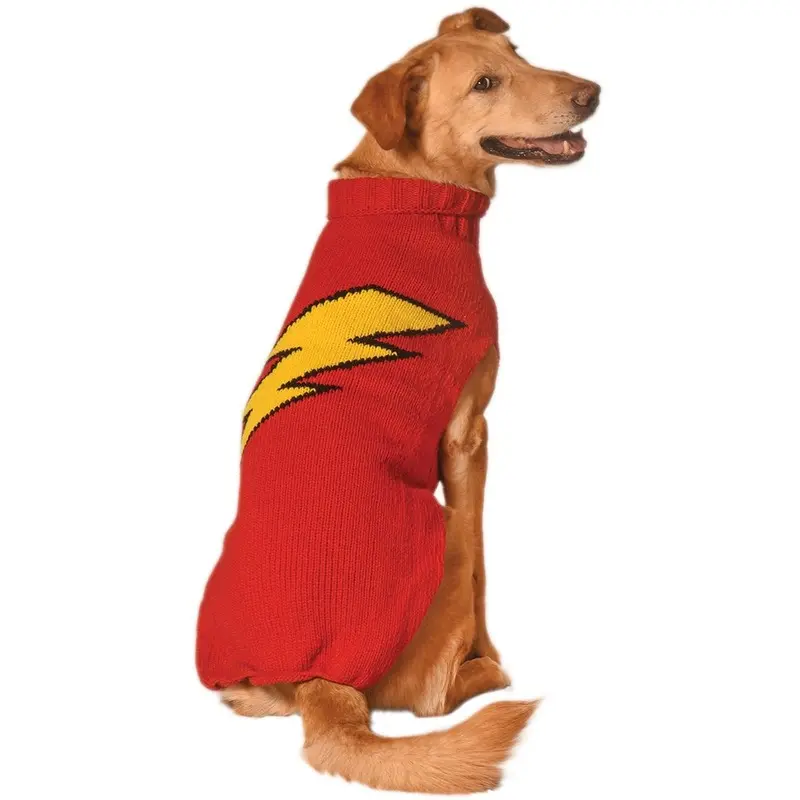 Chilly Dog Handmade Bolt Wool Dog Sweater - Red XX-Small