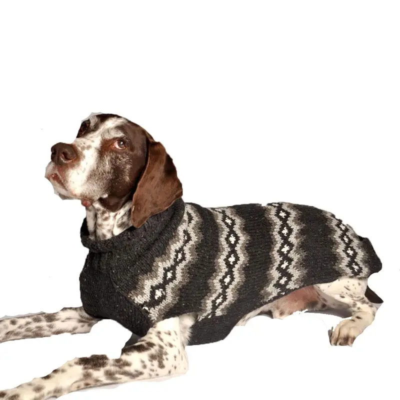 Chilly Dog Handmade Nordic Diamond Wool Dog Sweater - Gray XX-Small