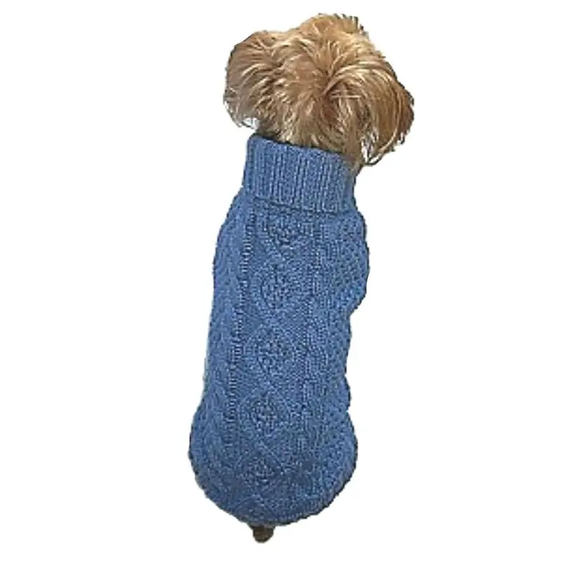 Dallas Dogs Irish Knit Dog Sweater - Blue 14" Back Length