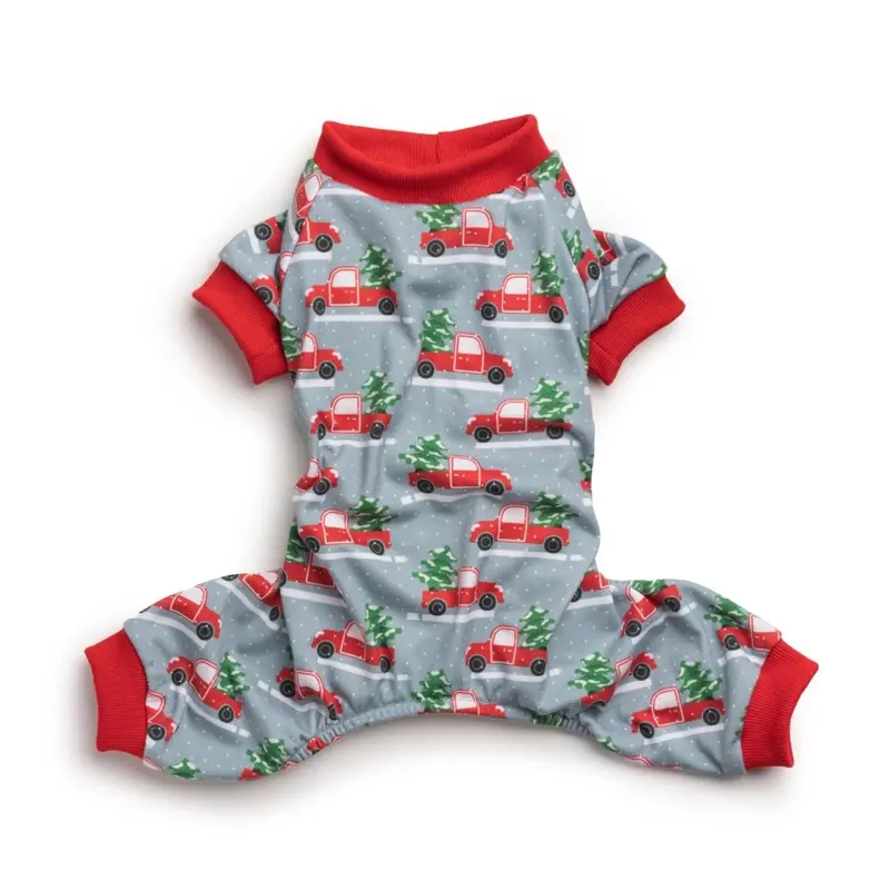 fabdog Printed Onesie Dog Pajamas - Xmas Truck Size 8