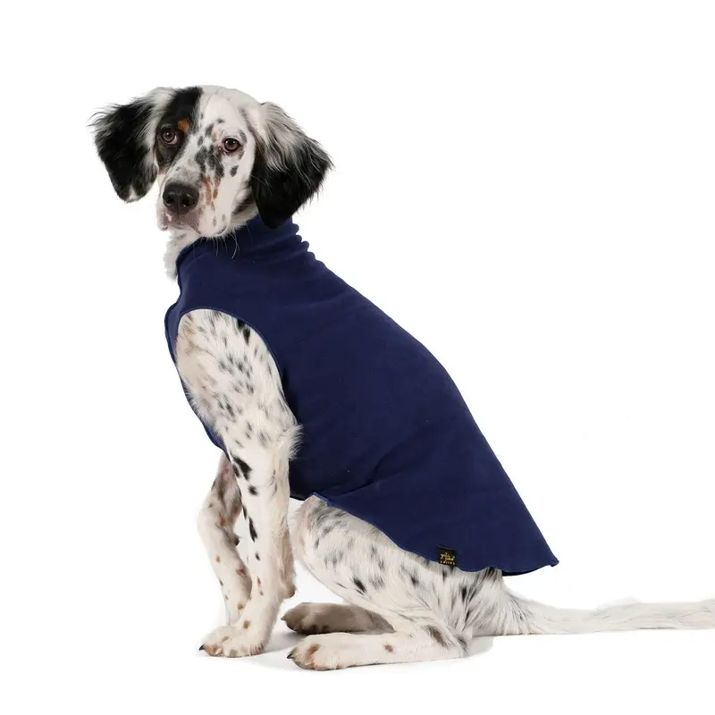 Gold Paw Fleece Dog Jacket - Navy Blue Size 2