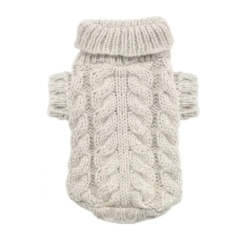 Hip Doggie Angora Cable Knit Dog Sweater - Sand X-Small