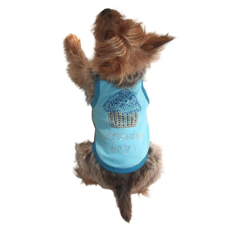 The Dog Squad Birthday Boy Cupcake Rhinestone Dog Tank - Blue X-Small - Out of Stock!