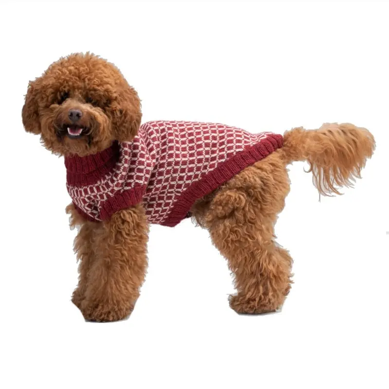 Alqo Wasi Squares Alpaca Dog Sweater - Red X-Large