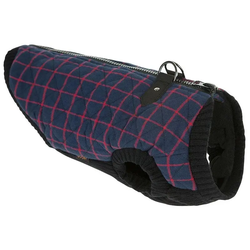 Fashion Bomber Check Dog Vest by Gooby - Navy X-Small - Out of Stock!