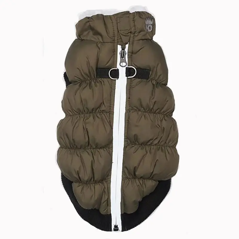 Hip Doggie Crown Puffer Dog Vest - Olive X-Small