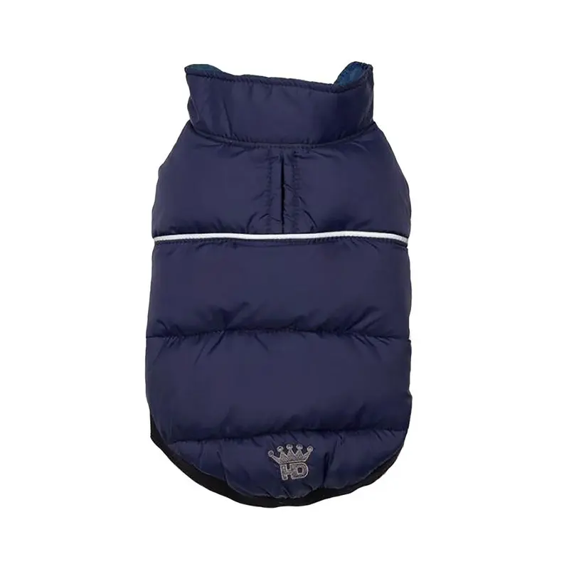 Hip Doggie Flex-Fit Reversible Puffer Dog Vest - Navy/Plaid X-Large