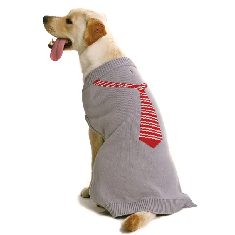 Necktie Dog Sweater by Dogo - Gray X-Small