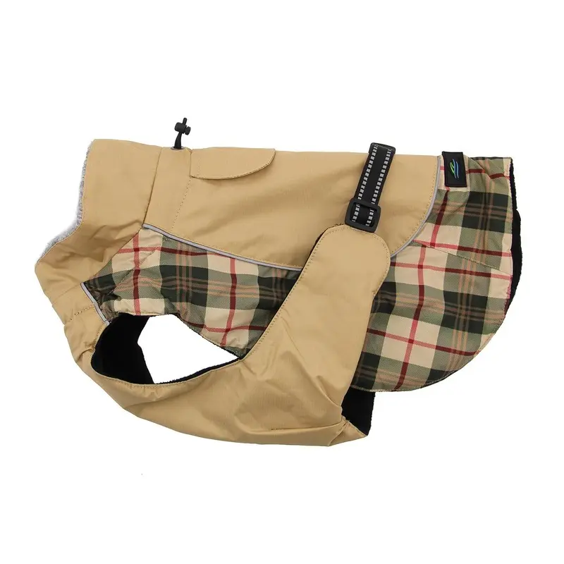 Alpine All-Weather Dog Coat by Doggie Design - Beige Plaid X-Small