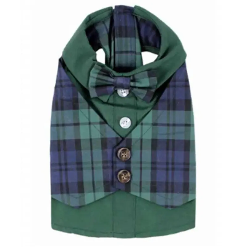 Parisian Pet Scottish Plaid Dog Tuxedo - Green and Blue Small - Out of Stock!