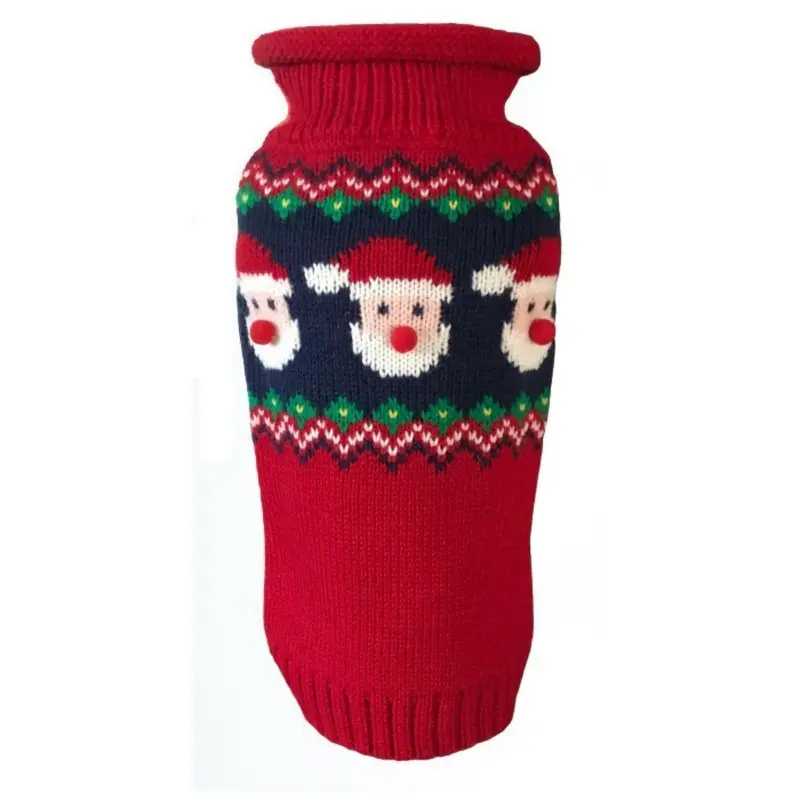 Dallas Dogs Fair Isle Santa Faces Dog Sweater 12" Back Length