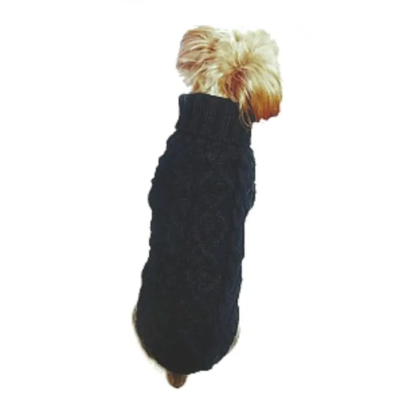 Dallas Dogs Irish Knit Dog Sweater - Black 10" Back Length