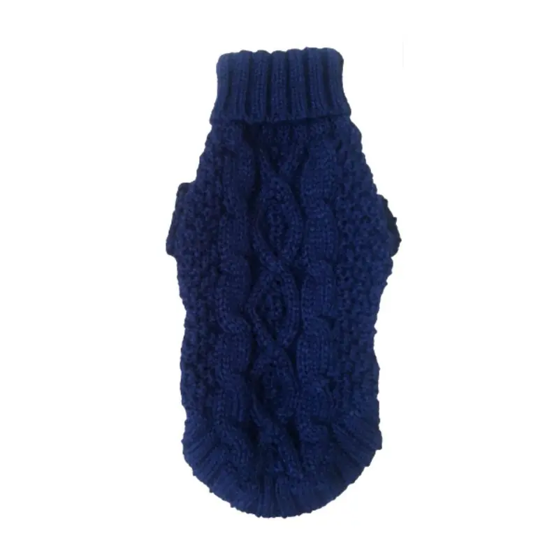 Dallas Dogs Irish Knit Dog Sweater - Blueberry 10" Back Length