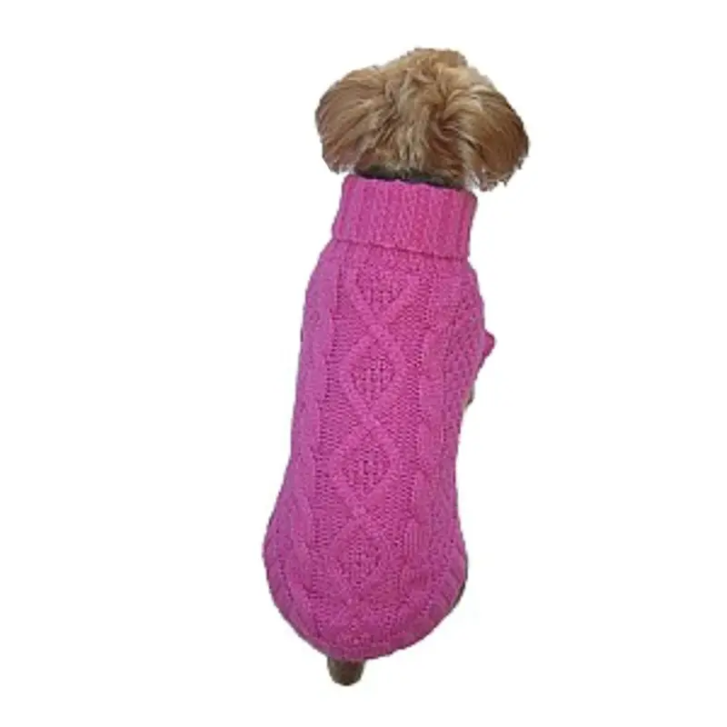 Dallas Dogs Irish Knit Dog Sweater - Bubblegum Pink 10" Back Length