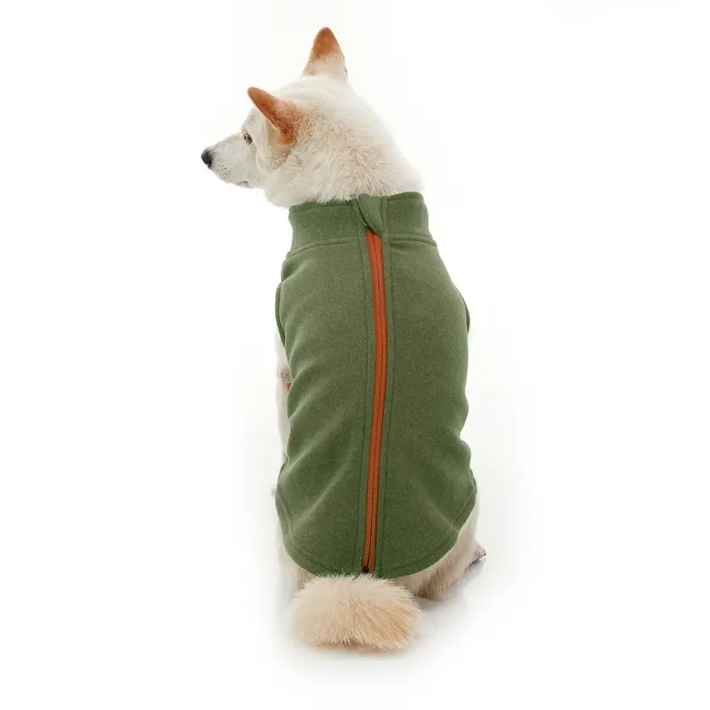 Gooby Zip Up Microfiber Fleece Dog Vest - Green X-Small