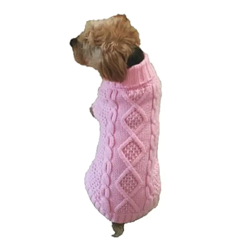 Dallas Dogs Irish Knit Dog Sweater - Cotton Candy Pink 8" Back Length