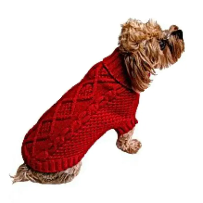 Dallas Dogs Irish Knit Dog Sweater - Red 8" Back Length