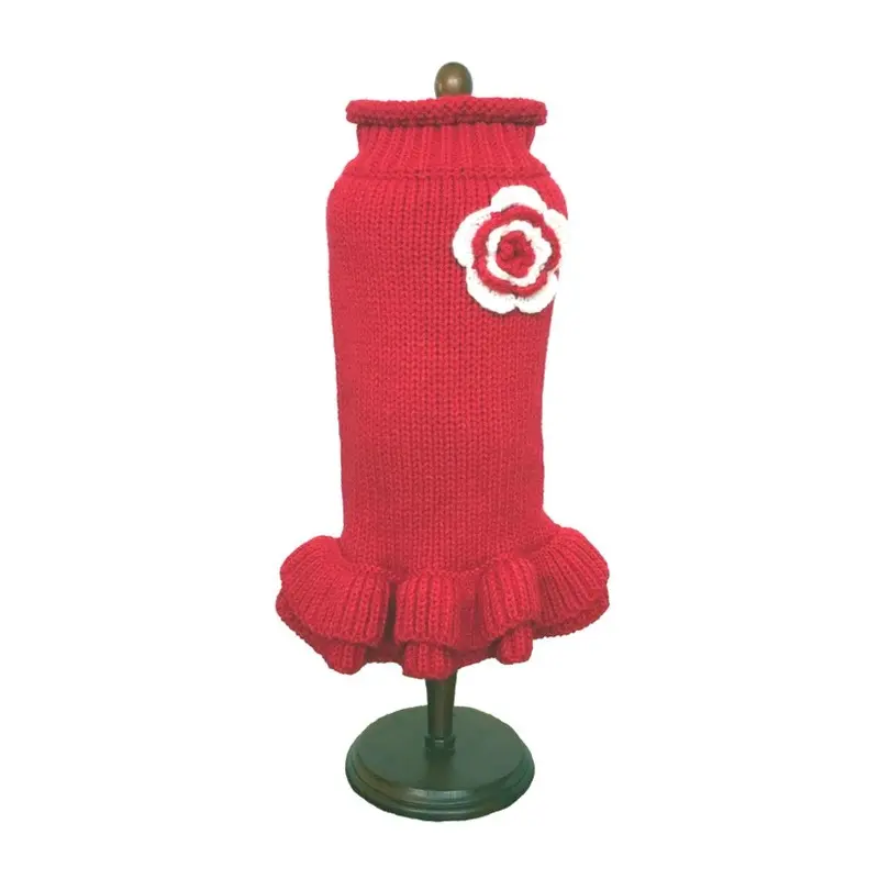 Dallas Dogs Red Sweater Dog Dress 8" Back Length