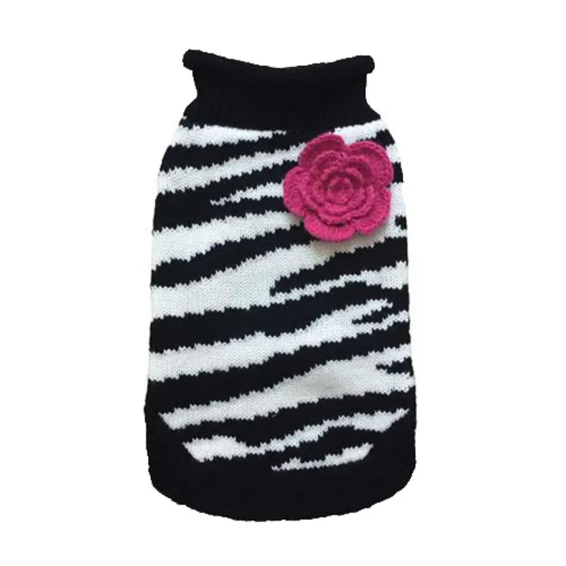 Dallas Dogs Zebra Fleur Rose Dog Sweater 8" Back Length