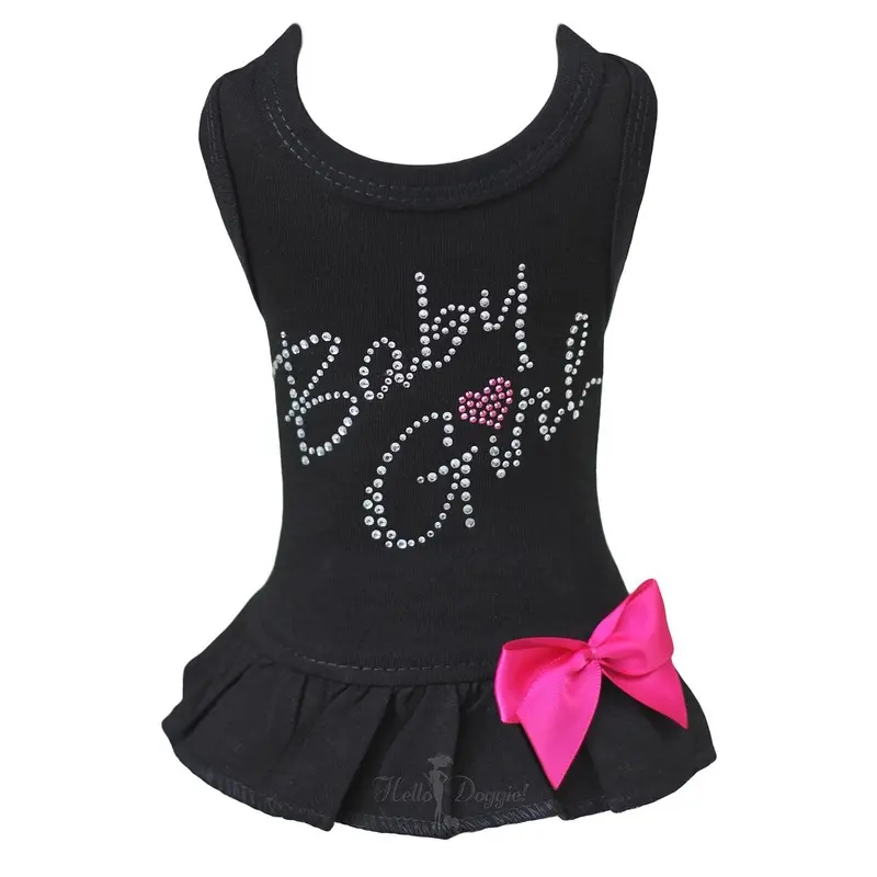 Hello Doggie Baby Girl Dog Dress - Black with Pink Bow XX-Small - Out of Stock!