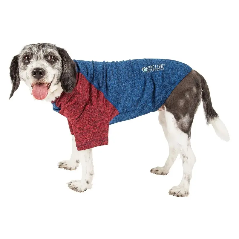 Pet Life ACTIVE Hybreed Two-Toned Performance Dog T-Shirt - Blue and Maroon X-Small