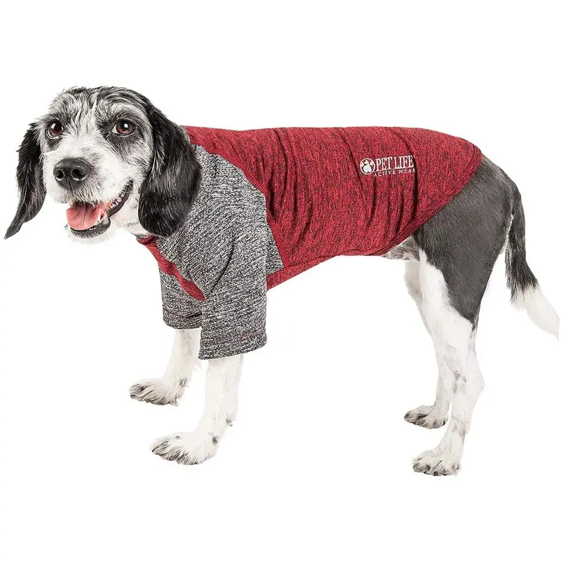 Pet Life ACTIVE Hybreed Two-Toned Performance Dog T-Shirt - Maroon and Gray X-Small
