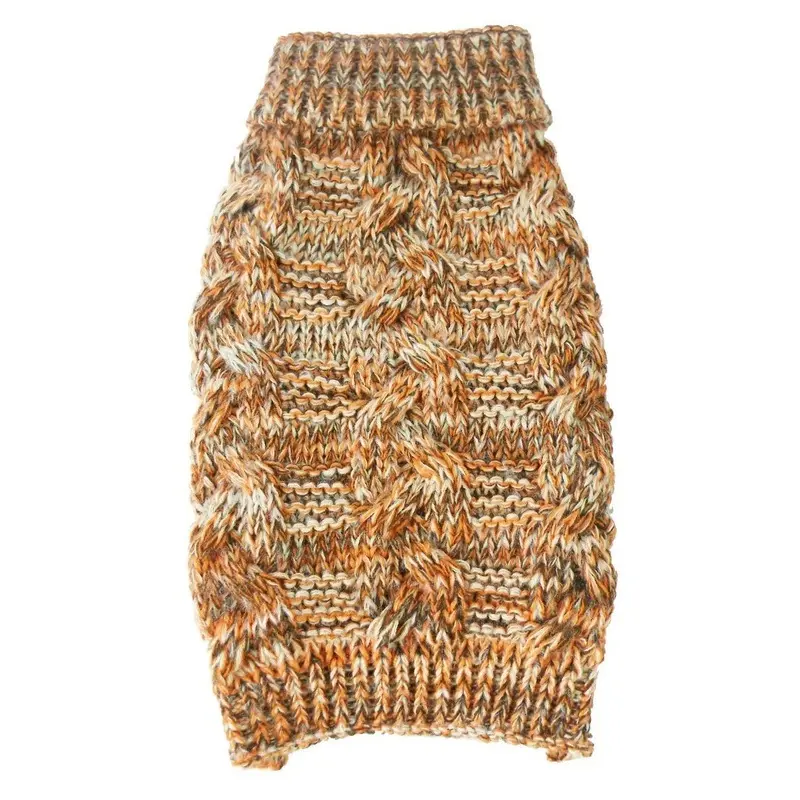 Pet Life Royal Bark Dog Sweater - Light Brown, Tangerine and Gray X-Small