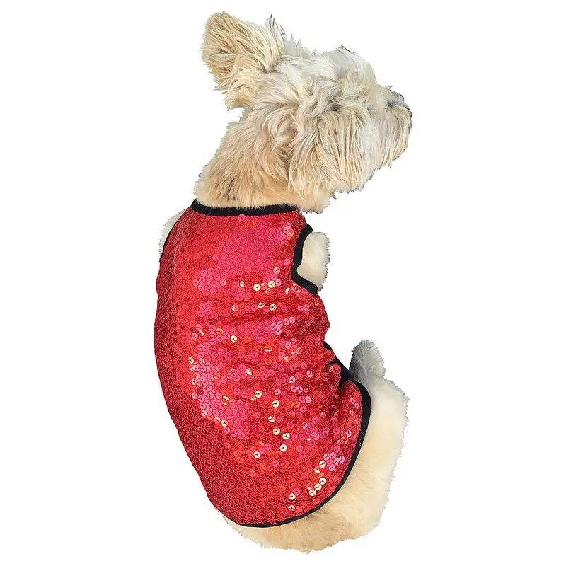 The Dog Squad Sequined Dog Tank - Red Vixen XX-Small