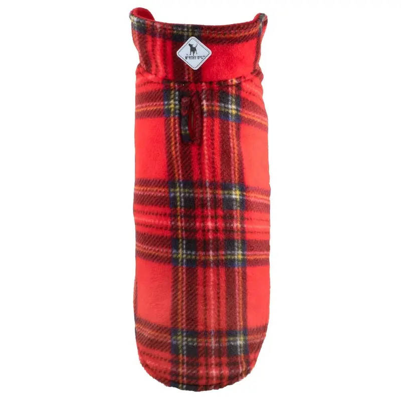 Worthy Dog Fargo Fleece Dog Jacket - Red Tartan / Red Size 30