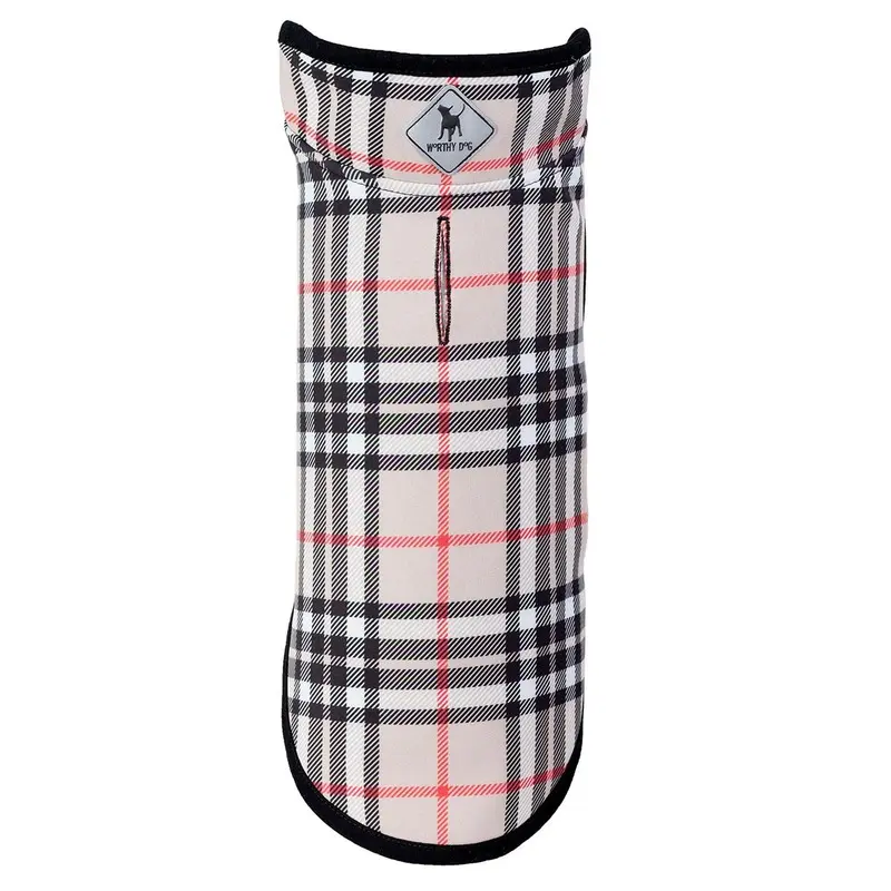 Worthy Dog Softshell Dog Jacket - Tan Plaid Size 24