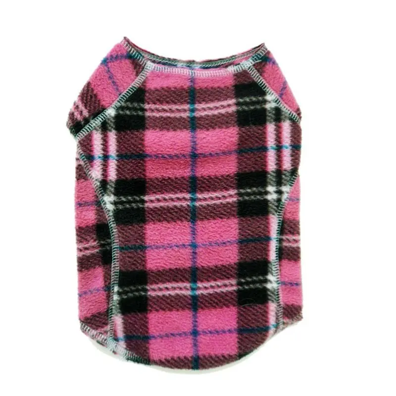 Cloak & Dawggie Stretch Fleece Dog Sweater - Pink Plaid XX-Small - Out of Stock!