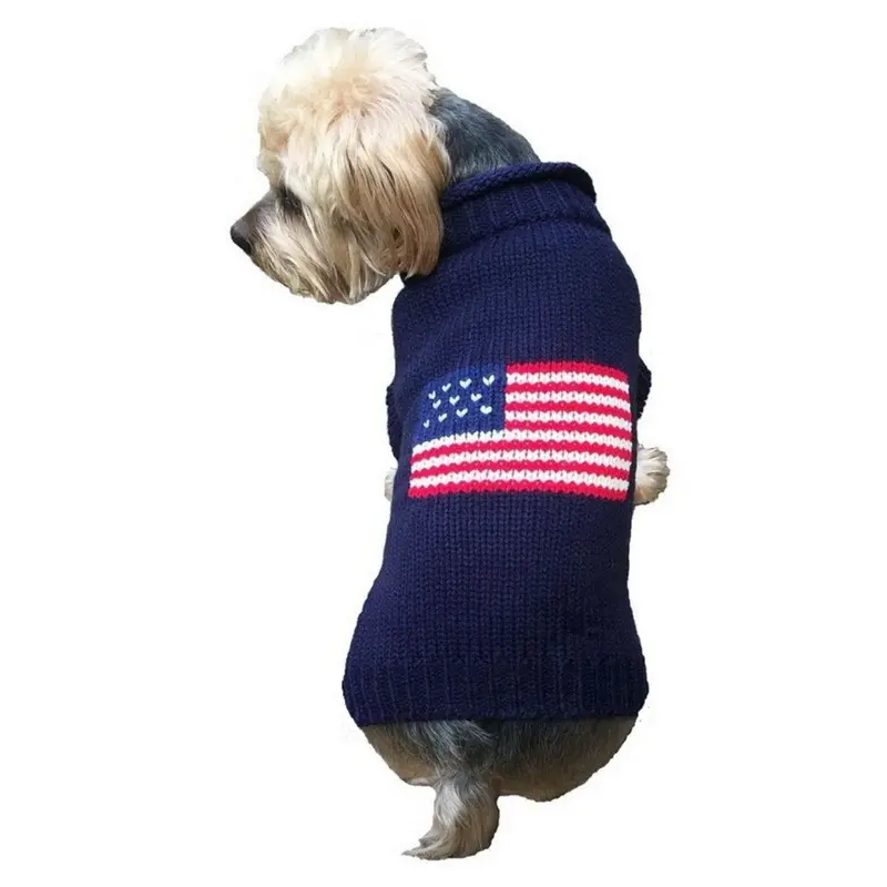 Dallas Dogs Patriotic Pup Dog Sweater - Navy 8" Back Length
