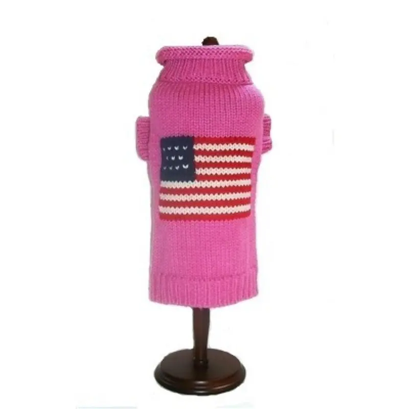 Dallas Dogs Patriotic Pup Dog Sweater - Pink 8" Back Length