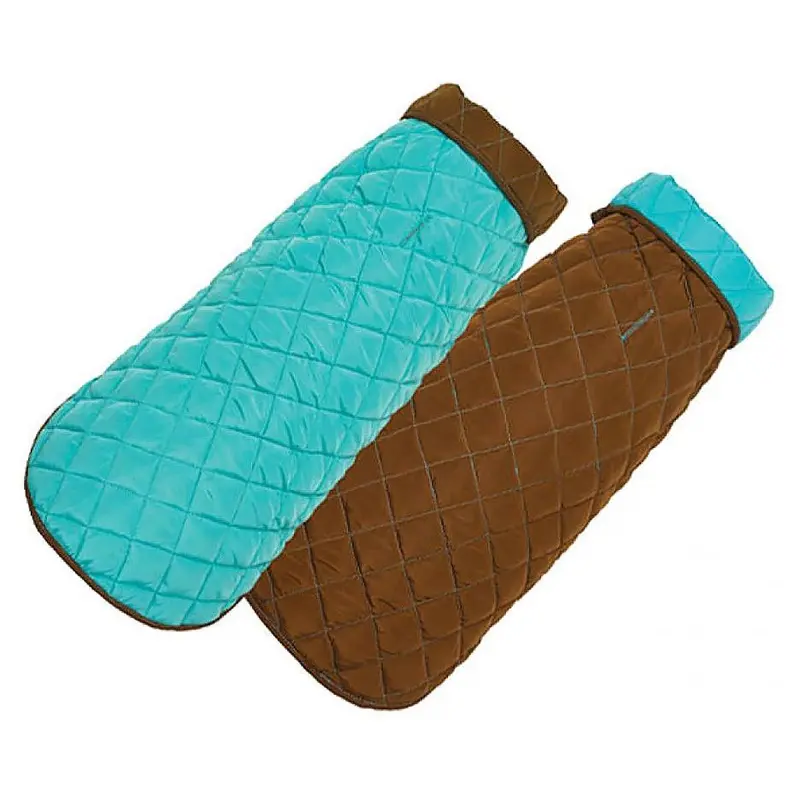 Diamond Quilted Reversible Dog Coat by Up Country - Aqua and Brown Size 8