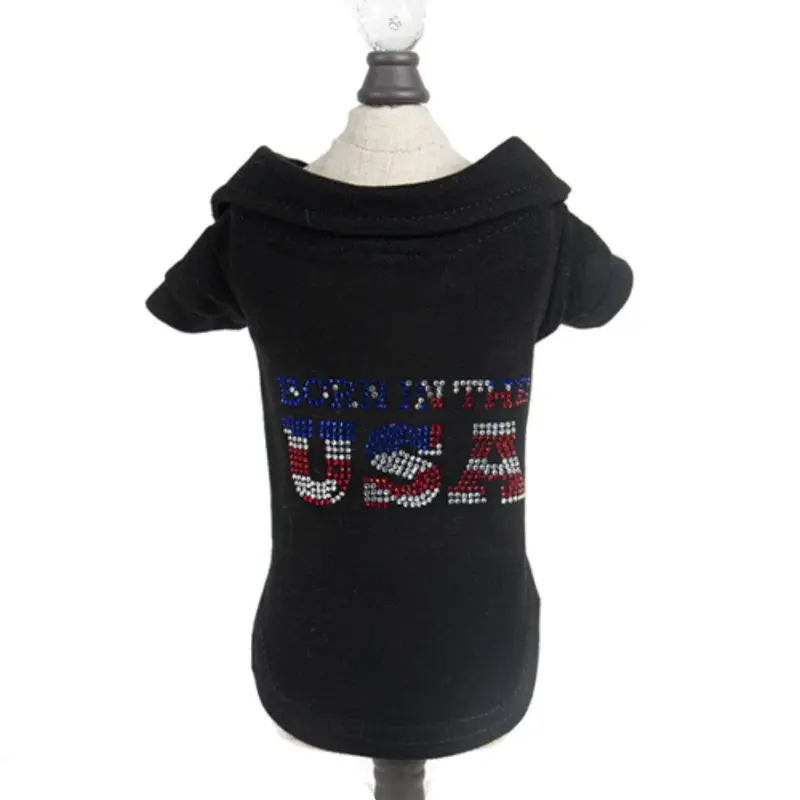 Hello Doggie Born in the USA Dog Polo - Black X-Small - Coming Soon!