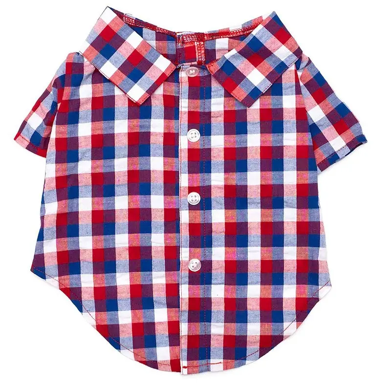 Worthy Dog Red, White & Blue Check Dog Shirt Medium