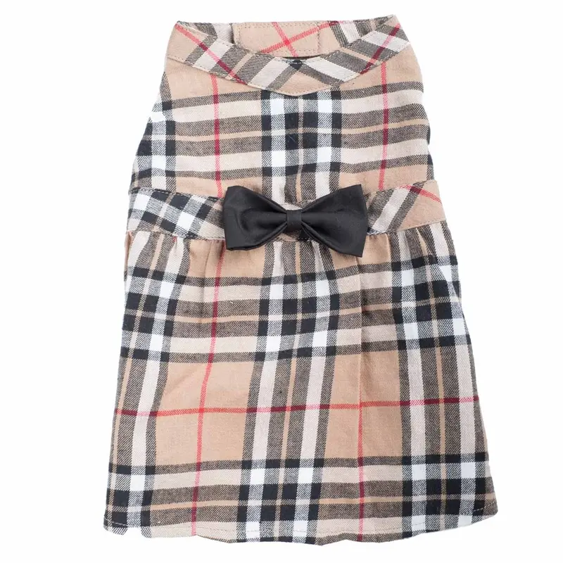 Worthy Dog Tan Plaid Dog Dress X-Small