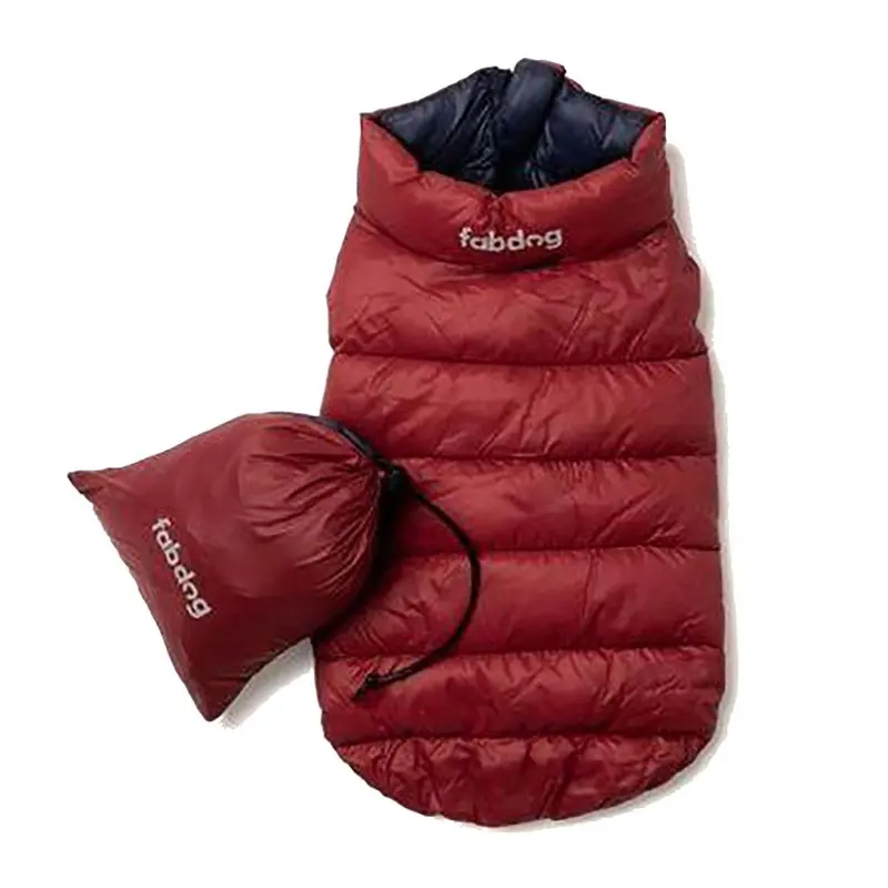 fabdog Pack-N-Go Reversible Dog Coat - Red/Navy Size 10